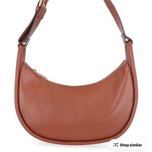 Time and Tru Cresent shape Shoulder Bag color Cognac, adjustable strap NWT